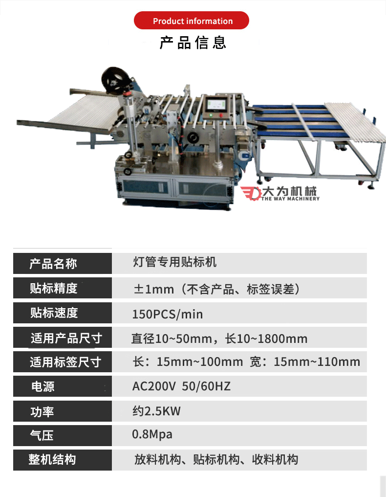 全自動燈管貼標(biāo)機(圖2)